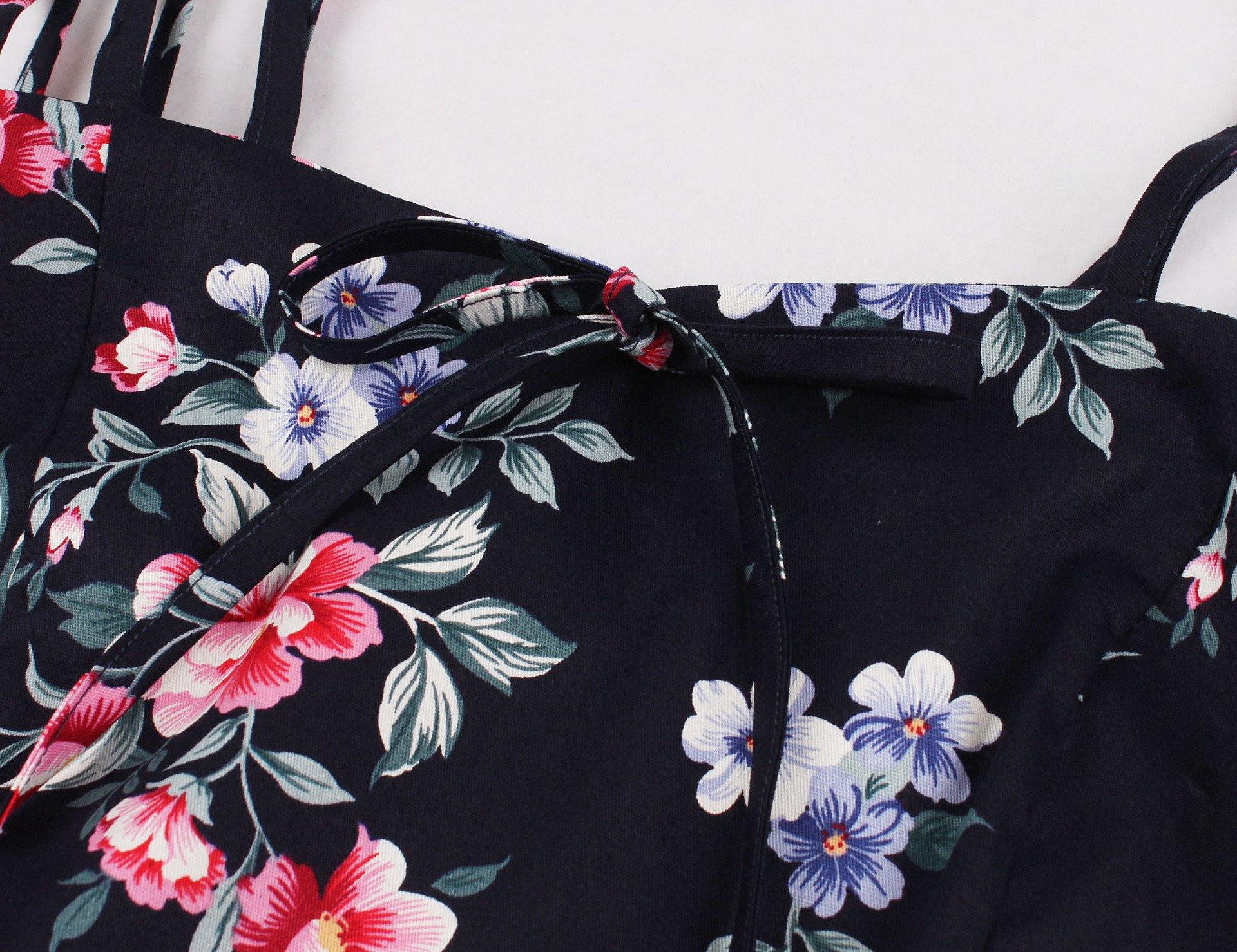 Women Summer Floral Print Retro Dresses-STYLEGOING