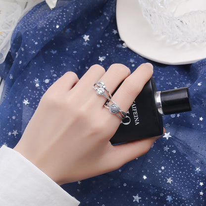 Smile Twist Design Vintage Silver Rings for Women