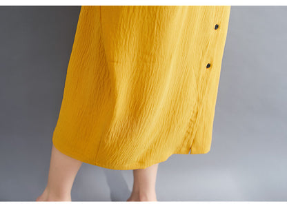 Summer Casual Linen Plus Sizes Midi Shirt Dresses