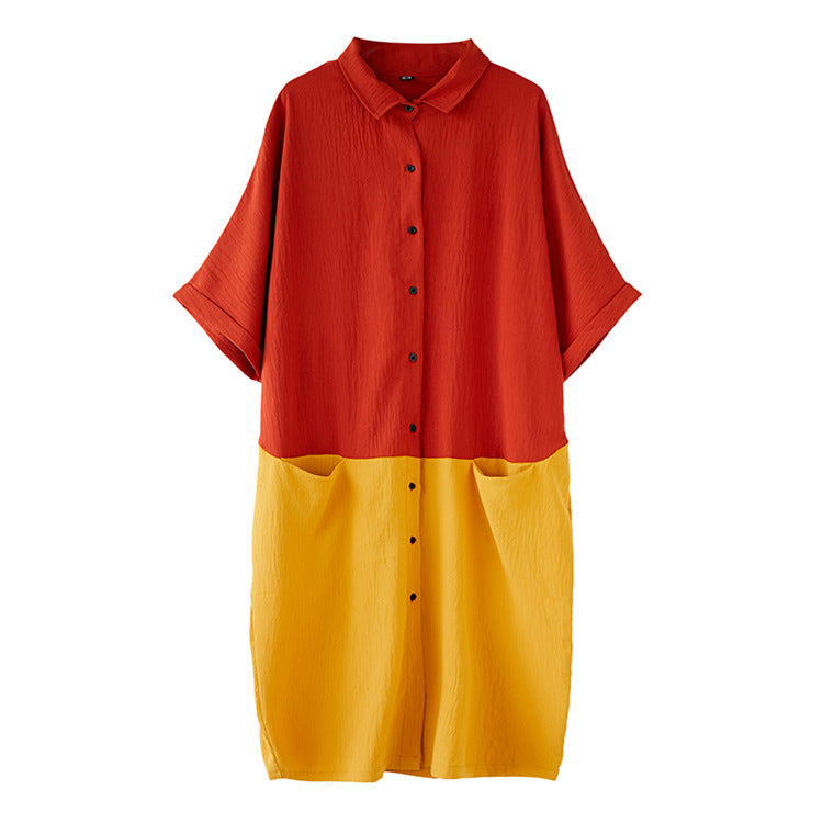 Summer Casual Linen Plus Sizes Midi Shirt Dresses
