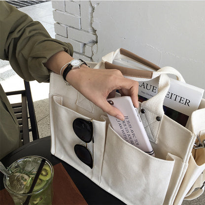 Casual Large Storage Multi Pockets Canvas Tote Handbags