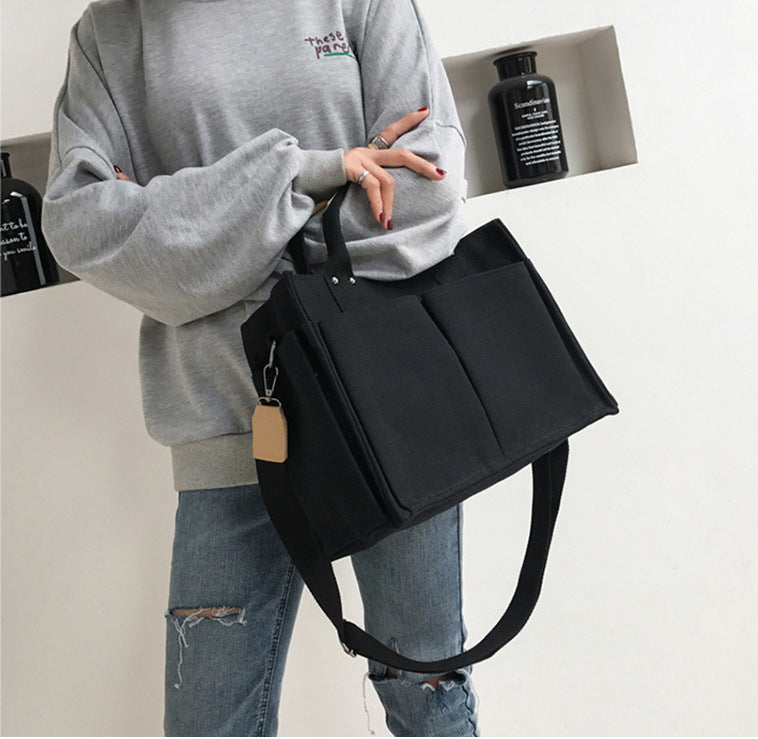 Casual Large Storage Multi Pockets Canvas Tote Handbags