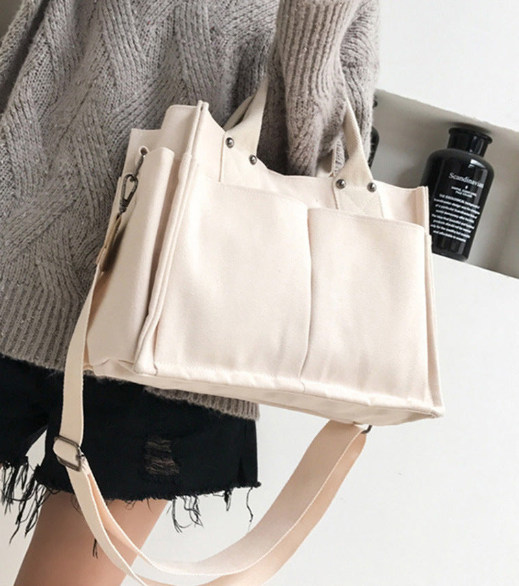 Casual Large Storage Multi Pockets Canvas Tote Handbags