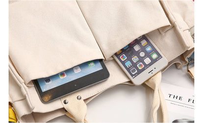 Casual Large Storage Multi Pockets Canvas Tote Handbags