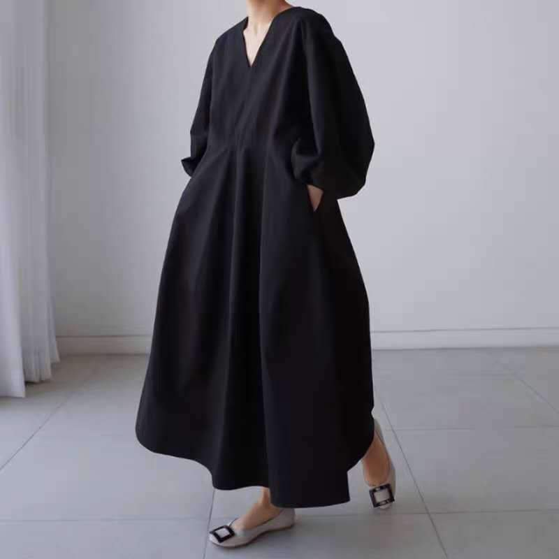 Women Loose Midi Length Casual Fall Dresses-STYLEGOING