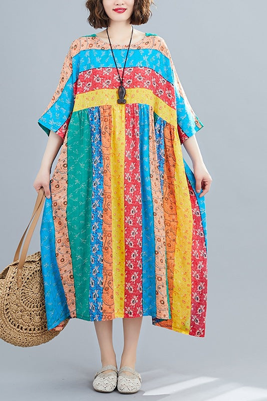 Women Summer Linen Plus Sizes Midi Dresses