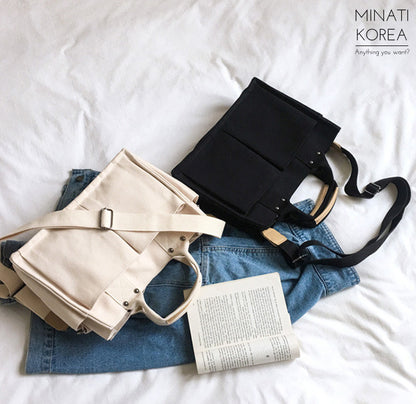 Casual Large Storage Multi Pockets Canvas Tote Handbags
