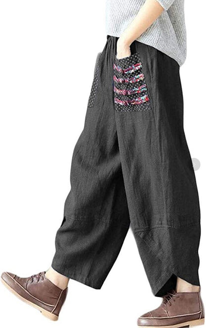 Vintage Linen Wide Legs Pants for Women