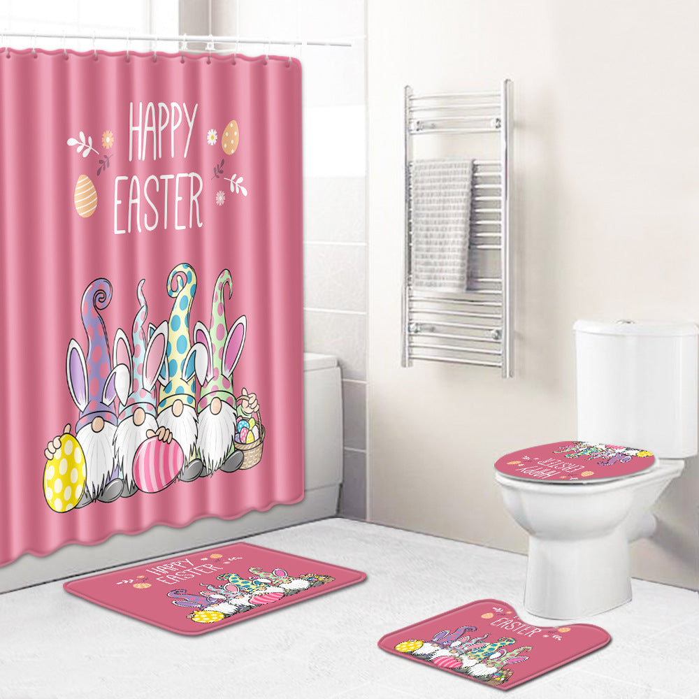 Happy Easter Day Rabbit Designed Shower Curtain Sets