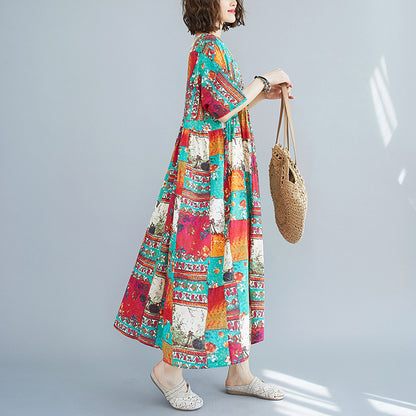 Summer Ethnic Plus Sizes Cozy Long Dresses