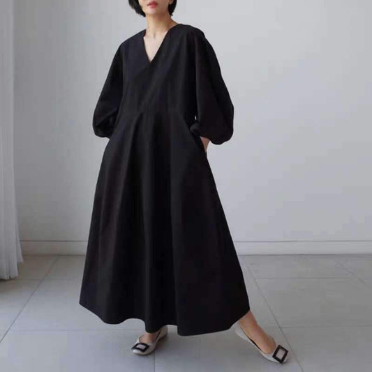 Women Loose Midi Length Casual Fall Dresses-STYLEGOING