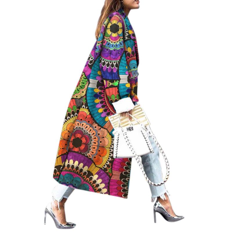Women Print Long Outerwear for Winter-STYLEGOING