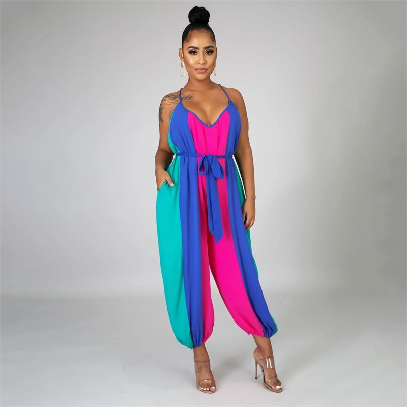 Summer Colorful Striped Women Jumpsuits