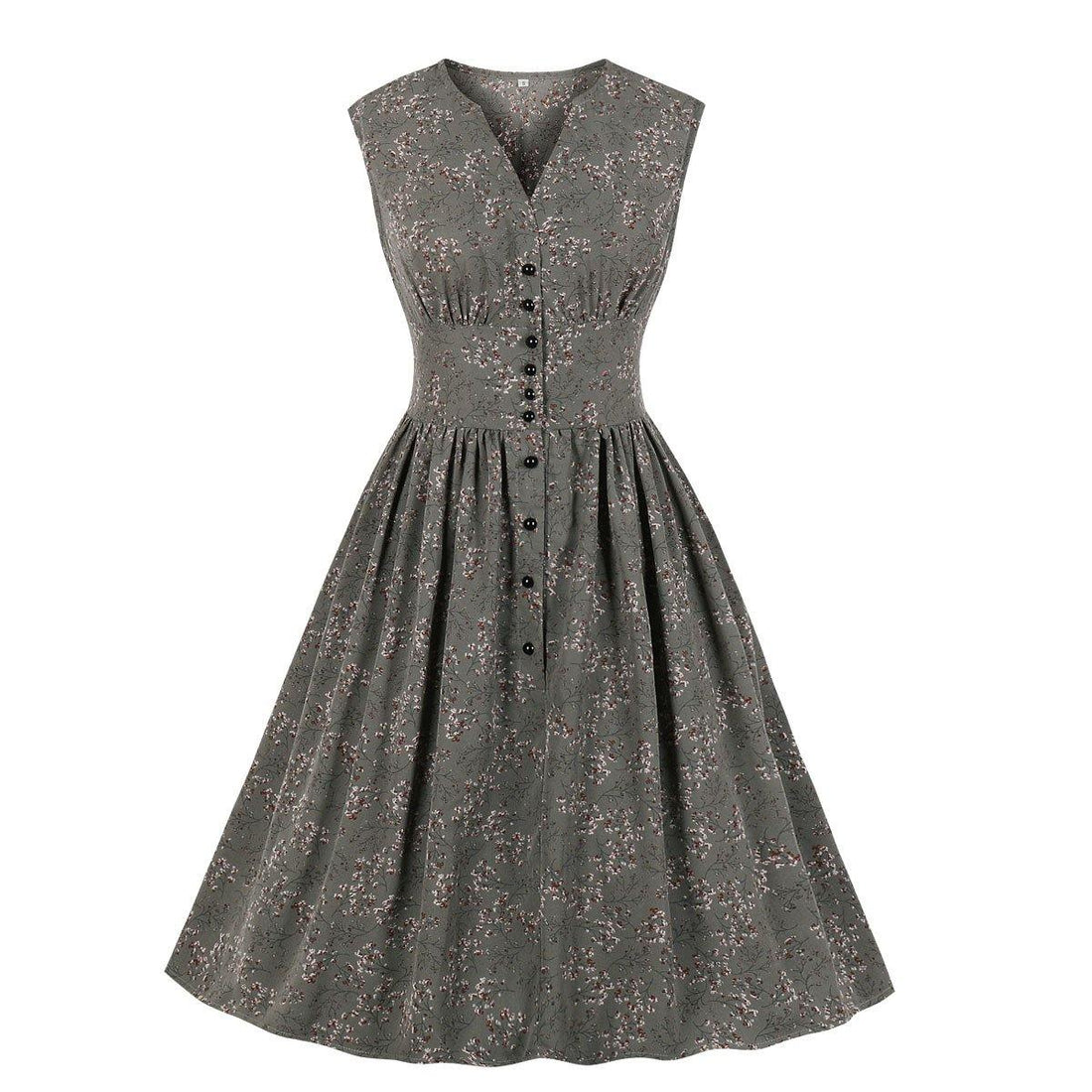 Summer Sleevess Retro Floral Print Women Dresses-STYLEGOING