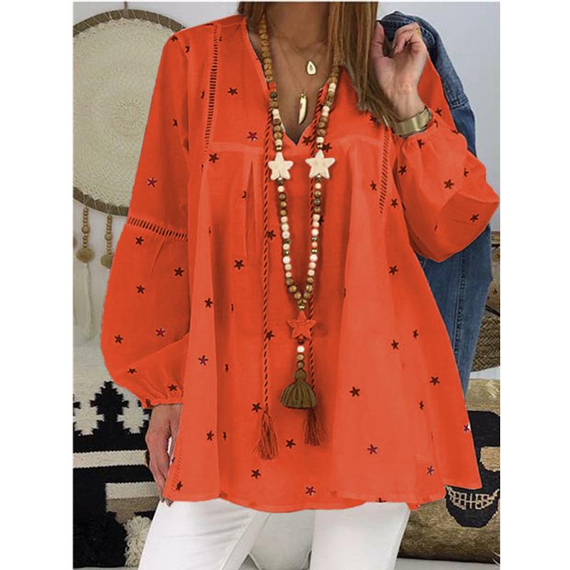 Women Summer Floral Print Plus Size Lace Blouses-STYLEGOING