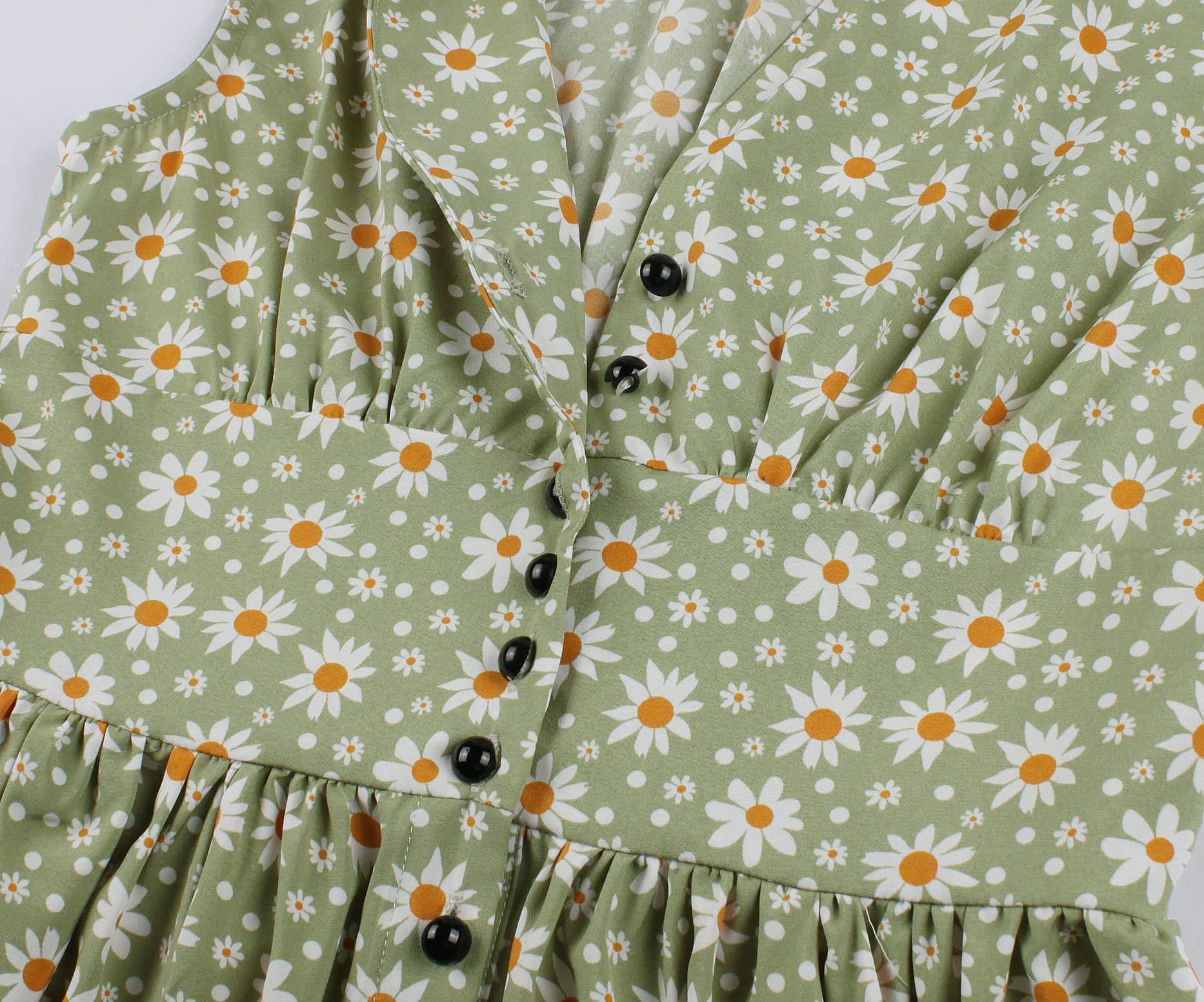 Summer Sleevess Retro Floral Print Women Dresses-STYLEGOING