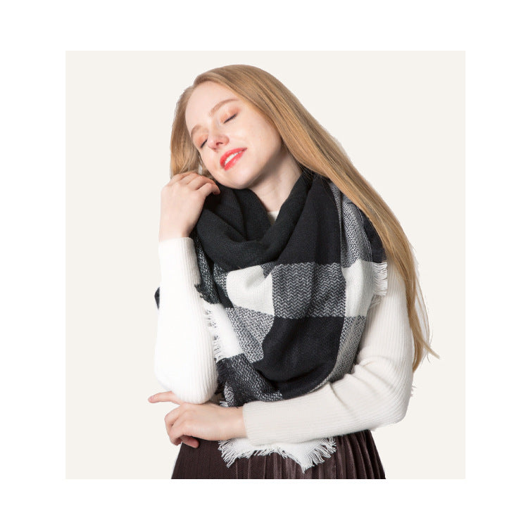 Winter Warm Plaid Scarves for Women
