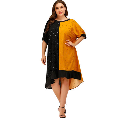 Fashion Women Dot Print Plus Sizes Short Dresses-STYLEGOING