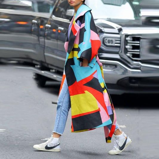 Women New Split Joint Long Overcoat-STYLEGOING