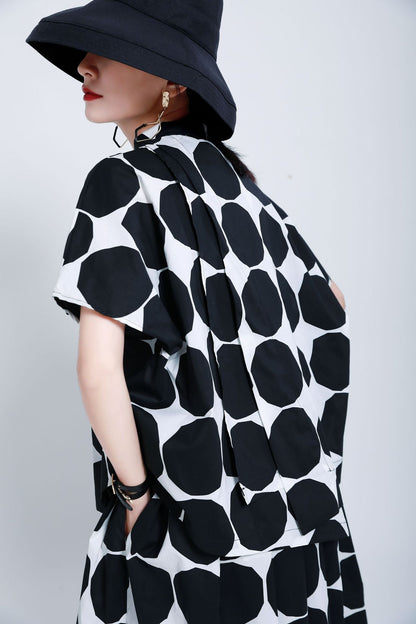 Designed Black and White Dot Short  T Shirts and Skits