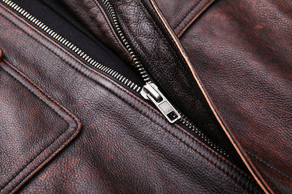 Vintage Motorcycle Cowhide Leather Jackets for Men