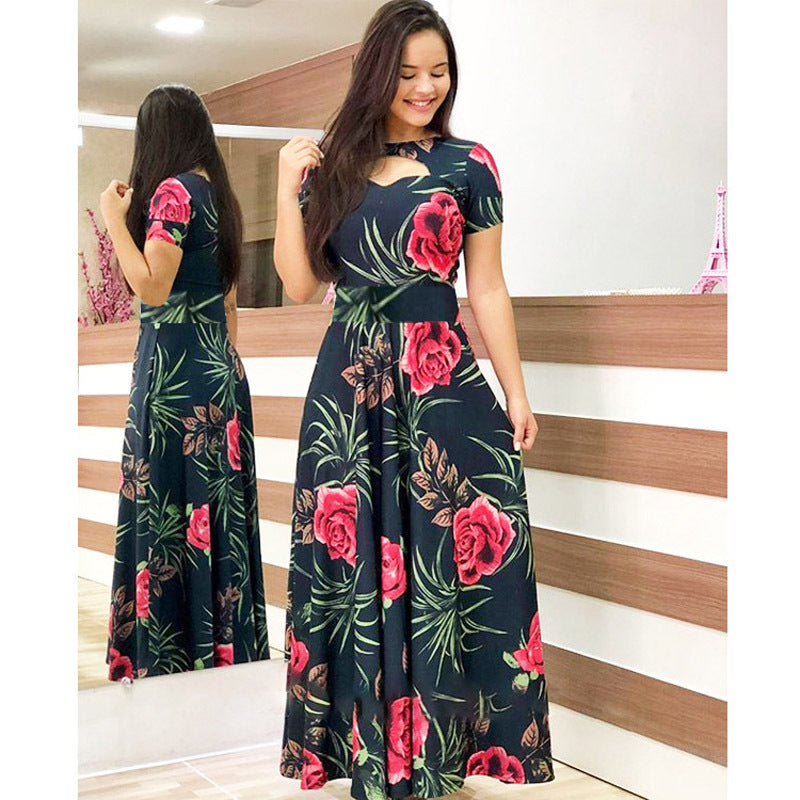 Elegant Floral Print Long Dresses for Women