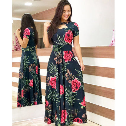 Elegant Floral Print Long Dresses for Women