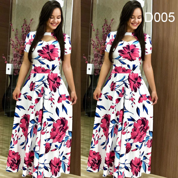 Elegant Floral Print Long Dresses for Women