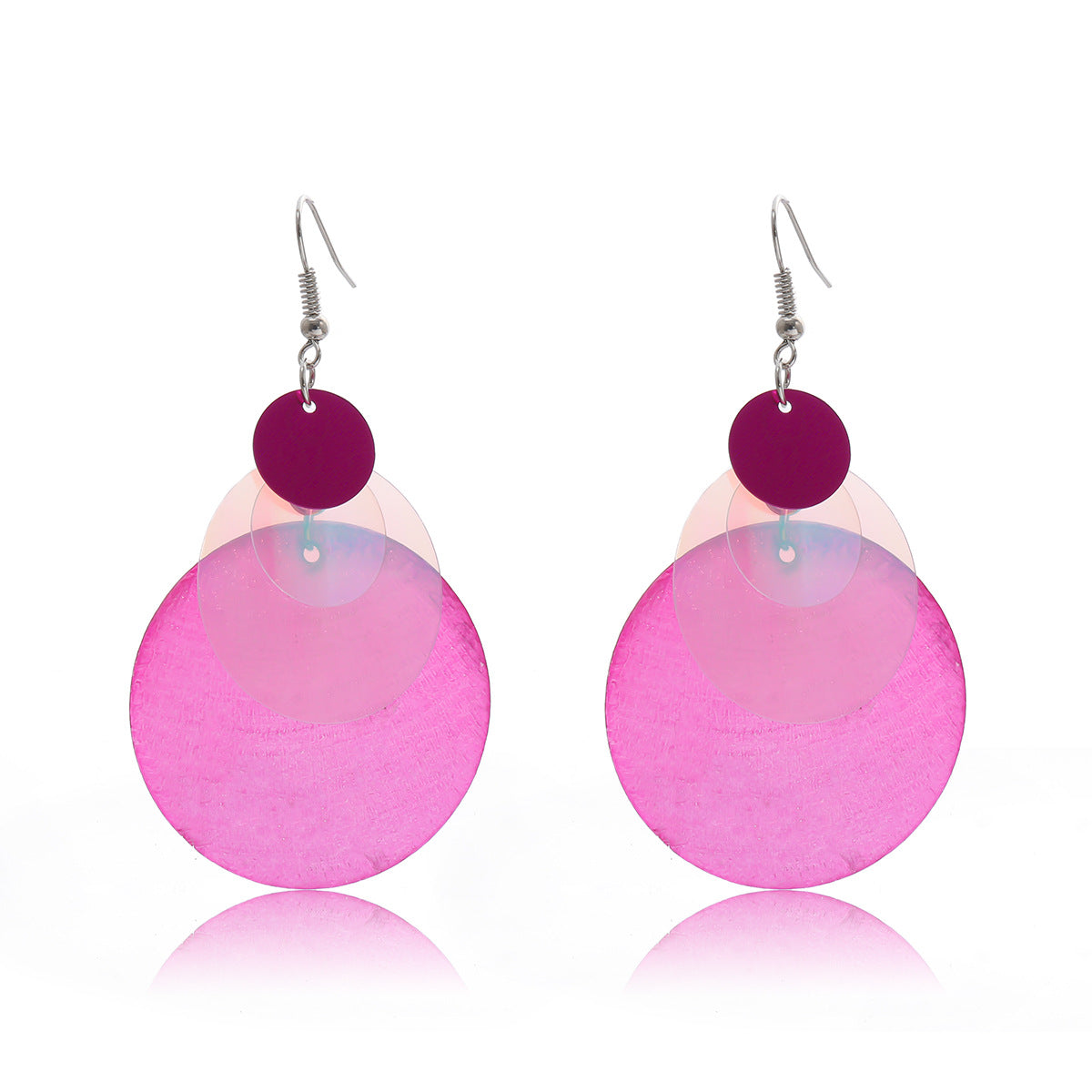 Fashion Rose Red Geometry Print Drop Earrings