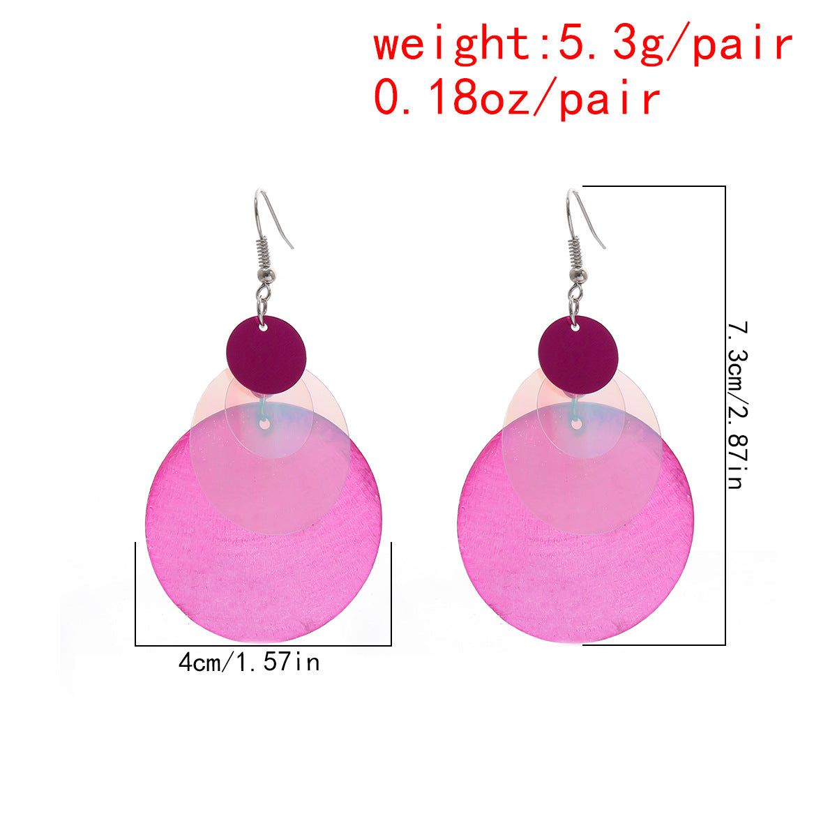 Fashion Rose Red Geometry Print Drop Earrings