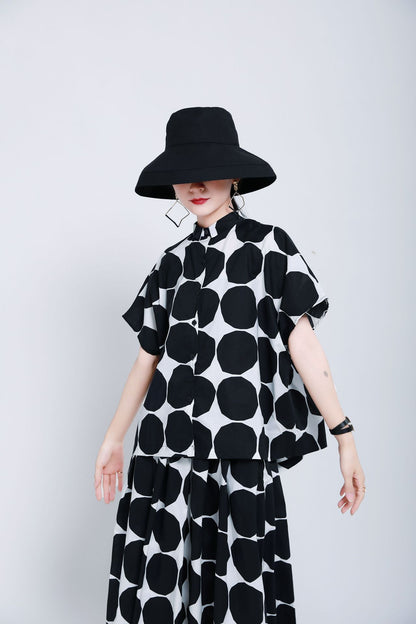 Designed Black and White Dot Short  T Shirts and Skits