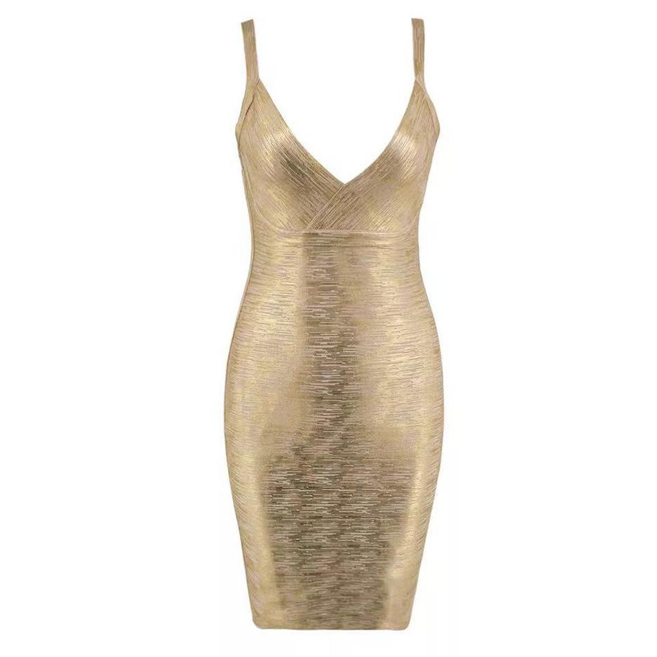 Gold Bandage Sexy Party Evening Dresses-STYLEGOING