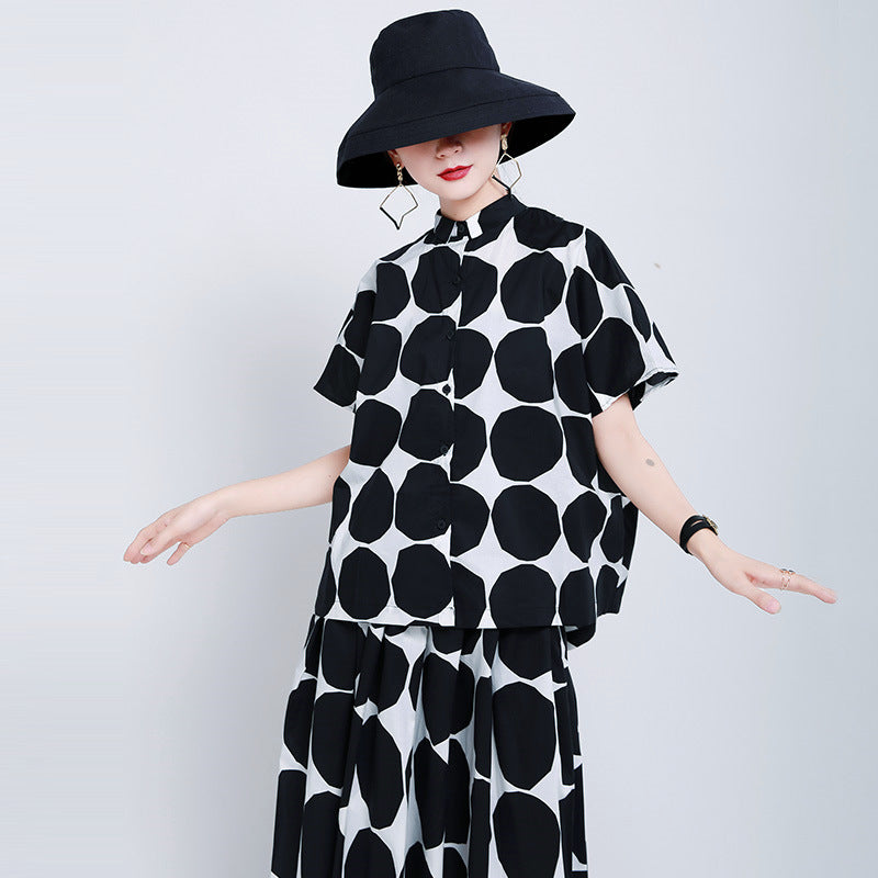 Designed Black and White Dot Short  T Shirts and Skits
