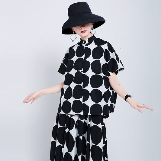Designed Black and White Dot Short  T Shirts and Skits