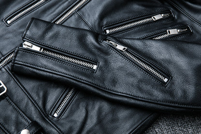 Designed Motorcycle Cowhide Leather Jackets for Men