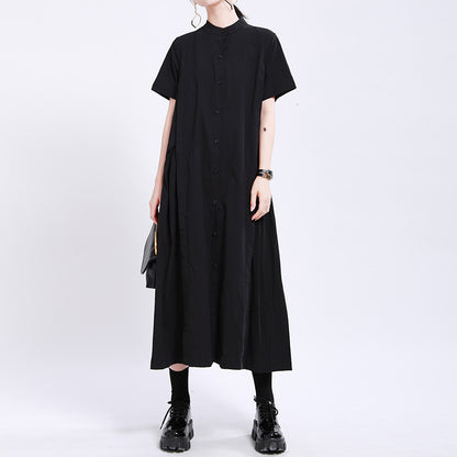 Elegant Linen Short Sleeves Summer Long Dresses