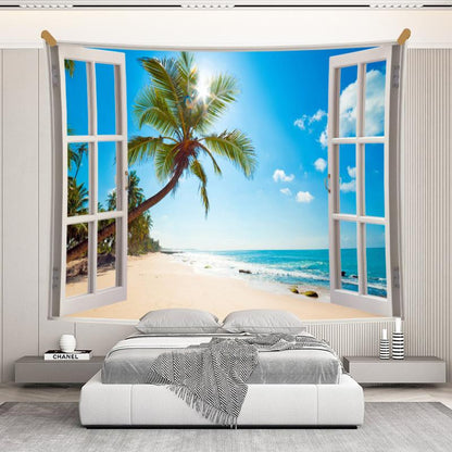Window Landscape for Home Decorative Hanging Wall Tapestry