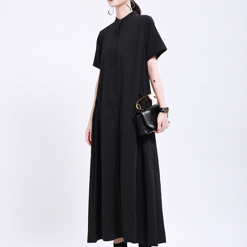 Elegant Linen Short Sleeves Summer Long Dresses