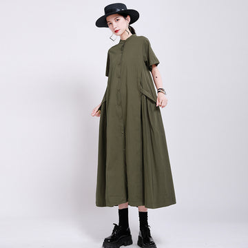 Elegant Linen Short Sleeves Summer Long Dresses