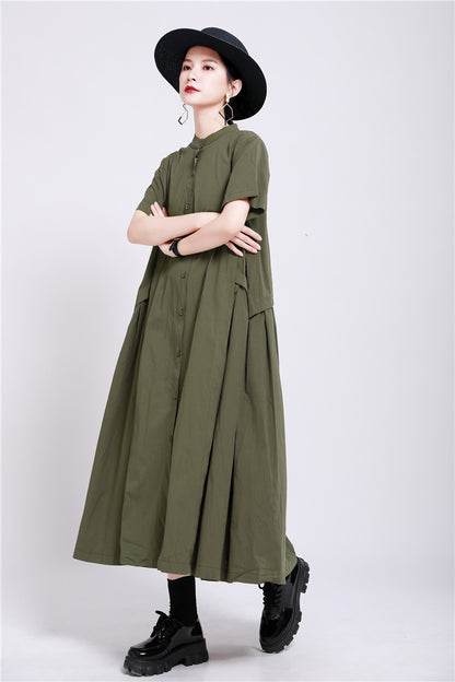 Elegant Linen Short Sleeves Summer Long Dresses