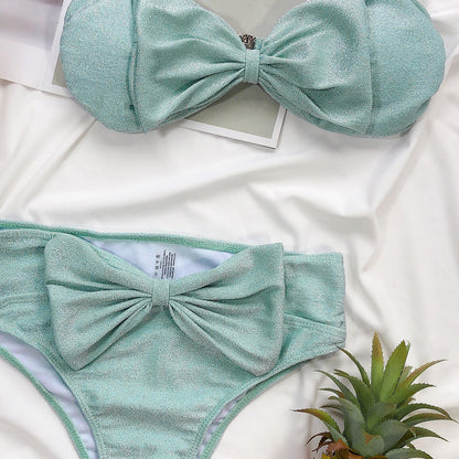 Sexy Bowknot Two Pieces Bikini Swimsuits