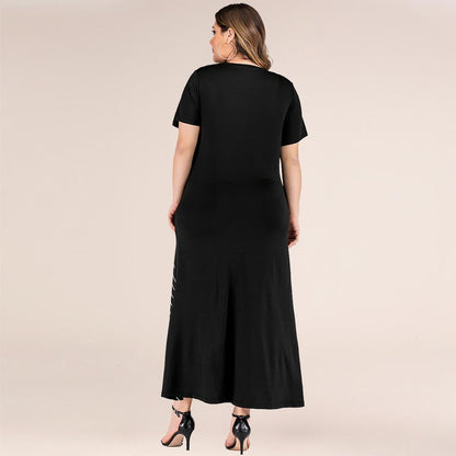 Fashion Plus Sizes Striped Long Maxi Dresses-STYLEGOING