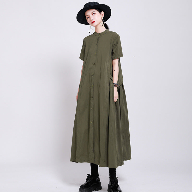 Elegant Linen Short Sleeves Summer Long Dresses