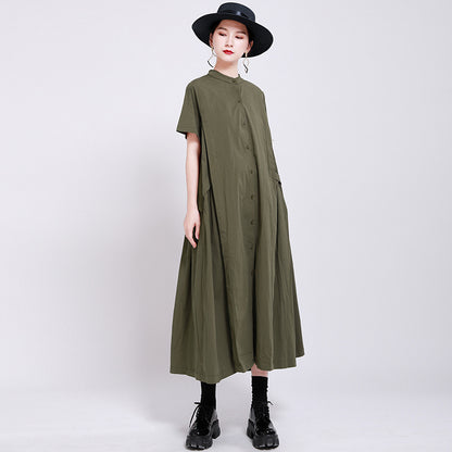 Elegant Linen Short Sleeves Summer Long Dresses