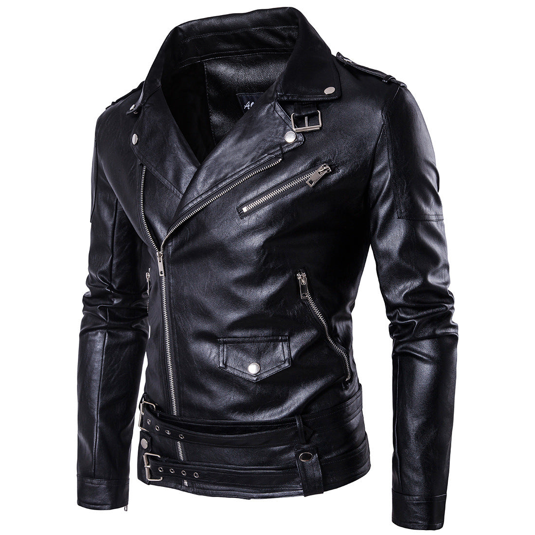 Black PU Leather Motocycle Jackets for Men