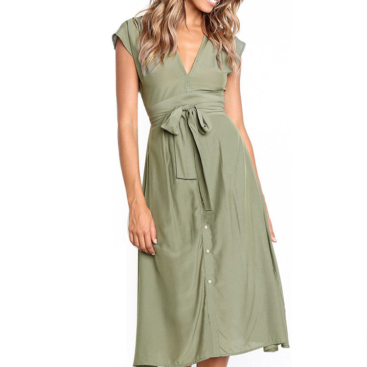 Summer Striped Short Sleeves Holiday Dresses