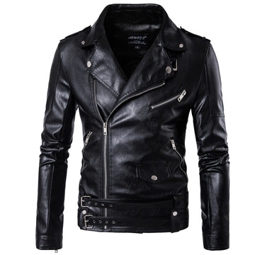 Black PU Leather Motocycle Jackets for Men