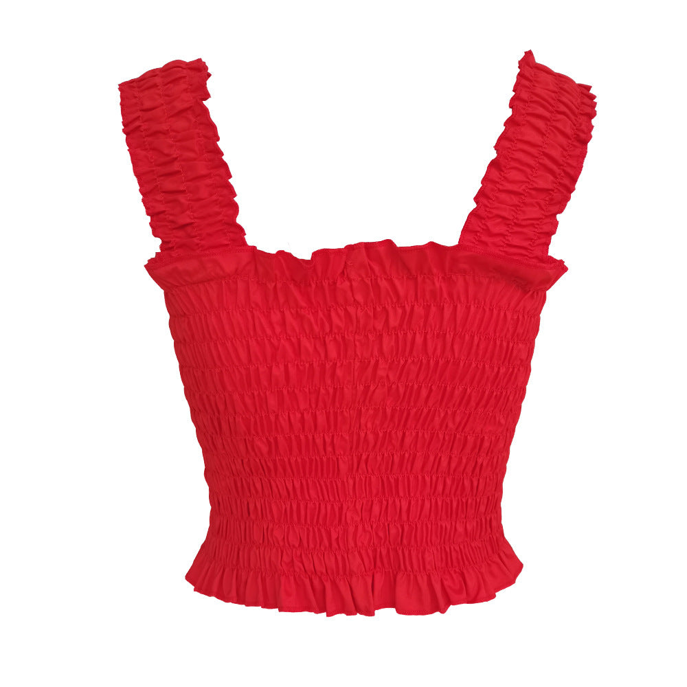 Summer Red Elastic Women Tank Tops