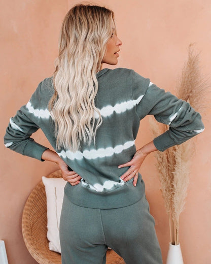 Women Striped Dyed Fall Pajamas Suit Homewear
