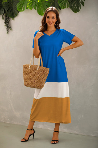 Summer Women Short Sleeves Long Maxi Dresses-STYLEGOING